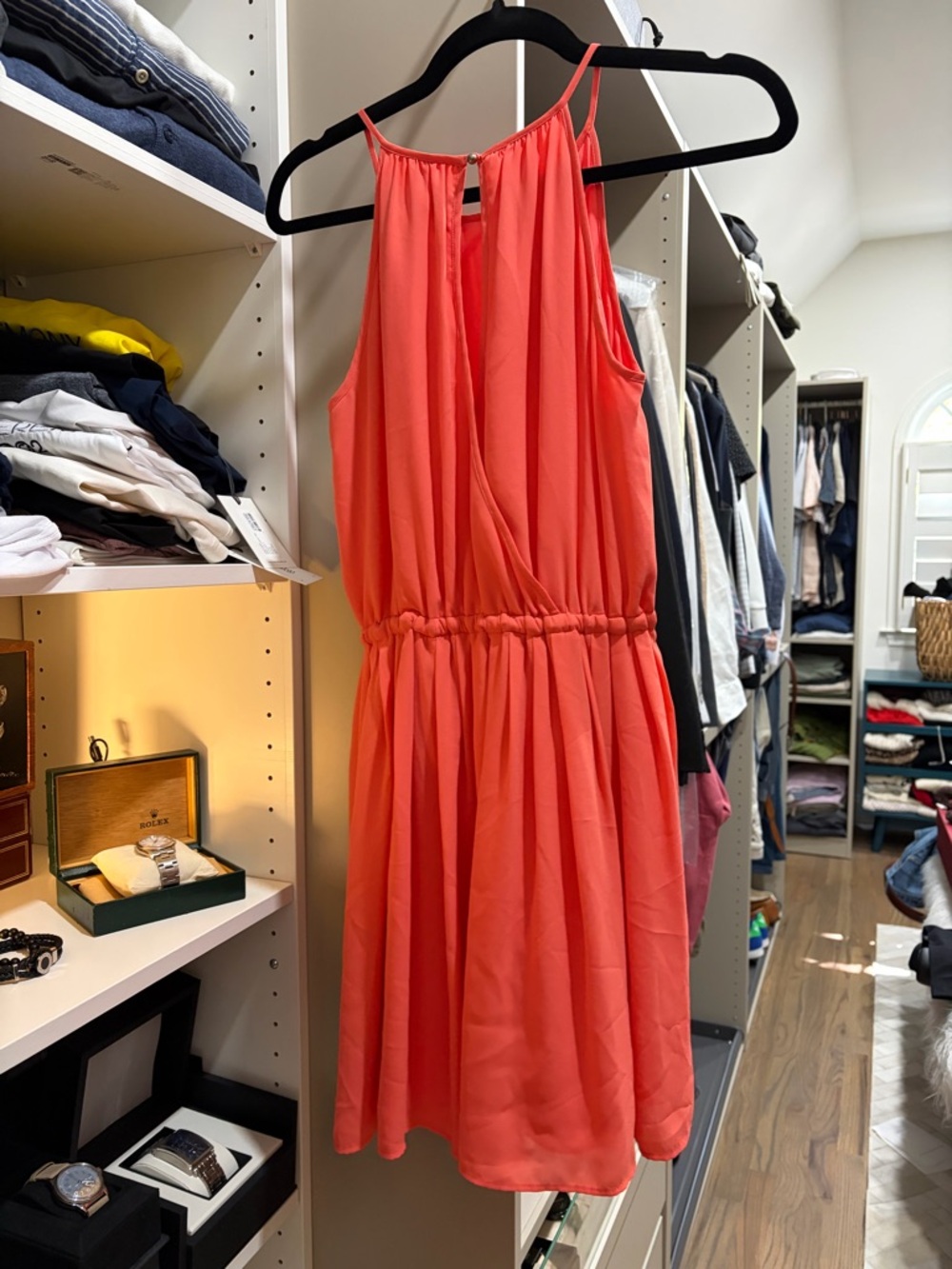 Banana Republic Coral Drawstring Mini Dress